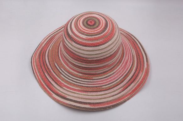 【紙布家】歐式波浪帽(洋紅多色染)紙線編織 第3張的照片