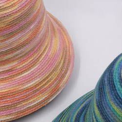 【紙布ホーム】ヘップバーンハット（ピンク多色染め）紙糸織り 4枚目の画像