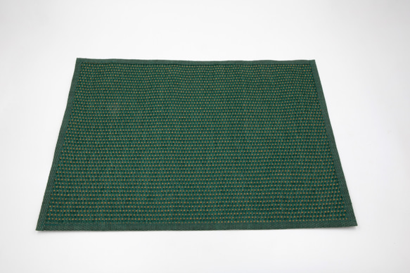 【紙布ホーム】ランチョンマット40×30cm天然素材紙糸織りチェック柄グリーン 3枚目の画像