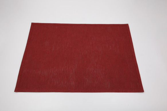 【紙布ホーム】ランチョンマット40×30cm天然素材紙糸を濃い赤で織りました 3枚目の画像