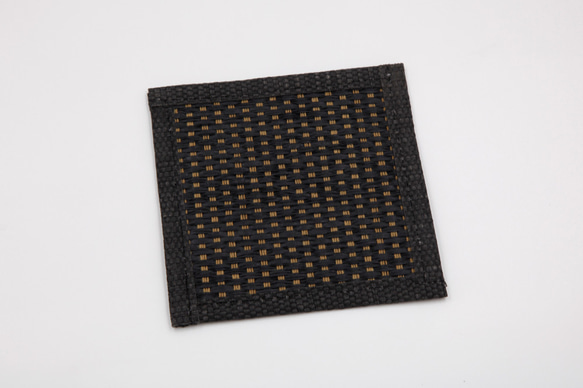 【紙布ホーム】裾上げコースター10 * 10cm天然素材紙糸織り市松模様黒 4枚目の画像