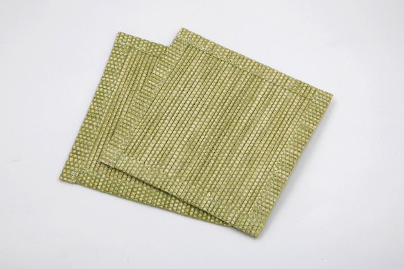 【紙布家】包邊杯墊 10*10cm 天然材質 紙線編織 草綠色 第4張的照片