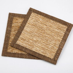 【紙布家】包邊杯墊 10*10cm 天然材質 紙線編織 草編黃 第2張的照片