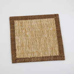 【紙布家】包邊杯墊 10*10cm 天然材質 紙線編織 草編黃 第3張的照片