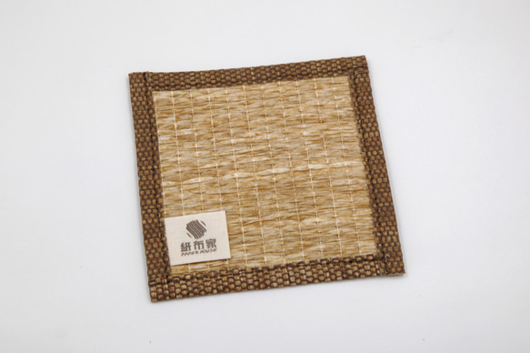 【紙布家】包邊杯墊 10*10cm 天然材質 紙線編織 草編黃 第4張的照片