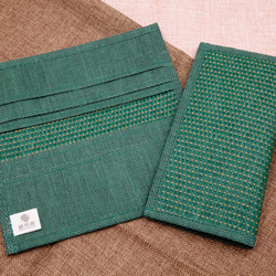 【紙布家】紙線編織 長夾/皮夾 紙纖維 純植物性 格紋黑/格紋綠 第5張的照片