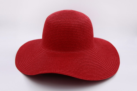 【紙布家】歐式波浪帽（紅色）紙線編織 第1張的照片