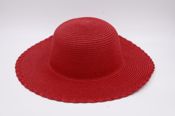 【紙布家】歐式古典花邊帽（紅色）紙線編織 第1張的照片
