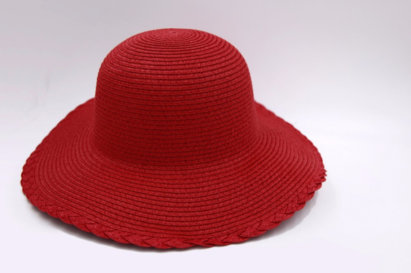 【紙布家】歐式古典花邊帽（紅色）紙線編織 第2張的照片
