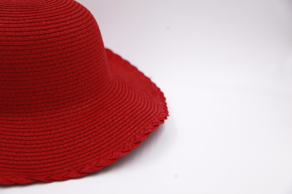 【紙布家】歐式古典花邊帽（紅色）紙線編織 第3張的照片
