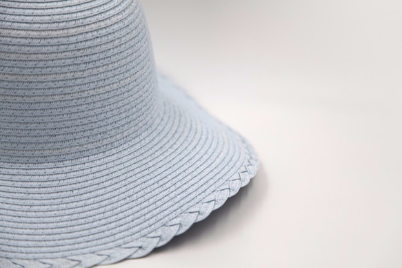【紙布家】歐式古典花邊帽（淺藍）紙線編織 第3張的照片