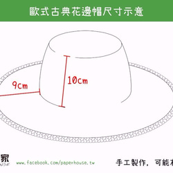 【紙布家】歐式古典花邊帽（淺藍）紙線編織 第5張的照片