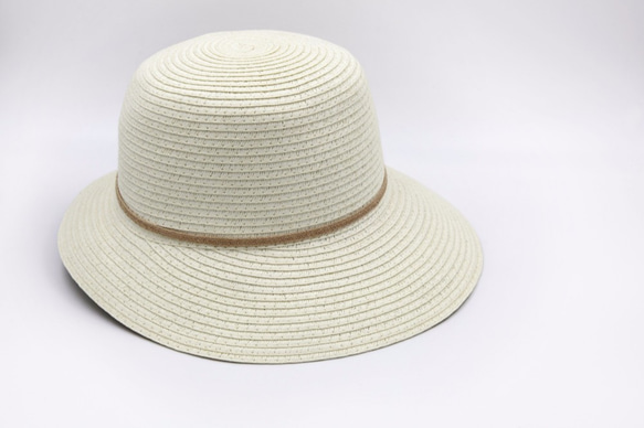 【紙布家】赫本帽（白色）紙線編織 第2張的照片