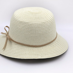 【紙布家】赫本帽（白色）紙線編織 第3張的照片
