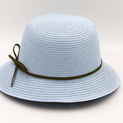 【紙布家】赫本帽（淺藍）紙線編織 第5張的照片