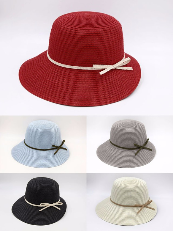 【紙布家】赫本帽（紅色）紙線編織 第6張的照片