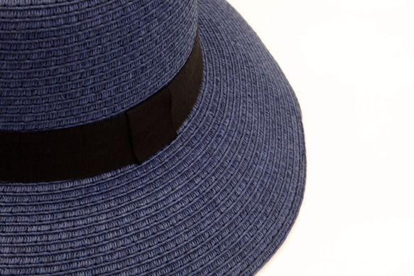 【紙布家】浪漫歐風帽（深藍） 紙線編織 第2張的照片