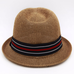 【紙布家】日式紳士帽網紋捲邊（咖啡色） 紙線編織 第2張的照片