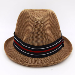 【紙布家】日式紳士帽網紋捲邊（咖啡色） 紙線編織 第4張的照片