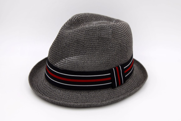 【紙布家】日式紳士帽網紋捲邊（灰色） 紙線編織 第1張的照片