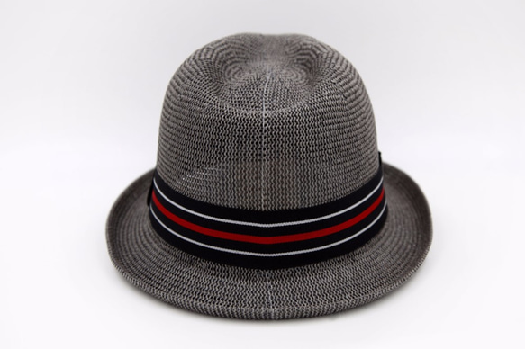 【紙布家】日式紳士帽網紋捲邊（灰色） 紙線編織 第4張的照片