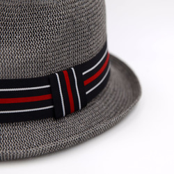 【紙布家】日式紳士帽網紋捲邊（灰色） 紙線編織 第5張的照片