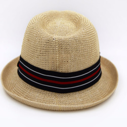 【紙布家】日式紳士帽網紋捲邊（米色） 紙線編織 第4張的照片