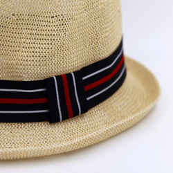 【紙布家】日式紳士帽網紋捲邊（米色） 紙線編織 第5張的照片
