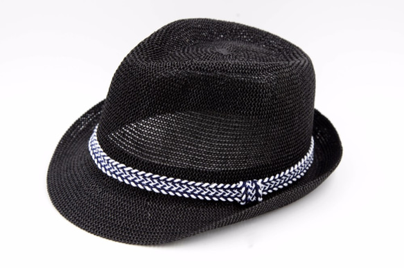 【紙布家】日式紳士帽網紋平邊（黑色） 紙線編織 第1張的照片