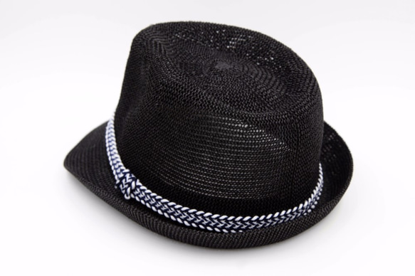 【紙布家】日式紳士帽網紋平邊（黑色） 紙線編織 第3張的照片