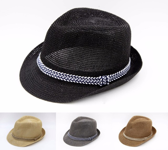 【紙布家】日式紳士帽網紋平邊（黑色） 紙線編織 第7張的照片
