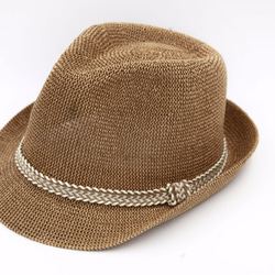 【紙布家】日式紳士帽網紋平邊（咖啡色） 紙線編織 第1張的照片