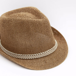 【紙布家】日式紳士帽網紋平邊（咖啡色） 紙線編織 第3張的照片