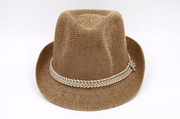 【紙布家】日式紳士帽網紋平邊（咖啡色） 紙線編織 第4張的照片