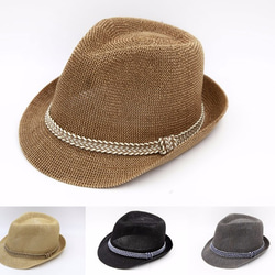 【紙布家】日式紳士帽網紋平邊（咖啡色） 紙線編織 第7張的照片
