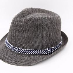 【紙布家】日式紳士帽網紋平邊（灰色） 紙線編織 第1張的照片
