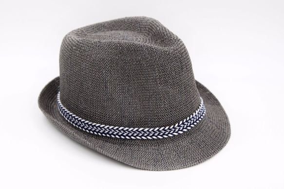 【紙布家】日式紳士帽網紋平邊（灰色） 紙線編織 第3張的照片
