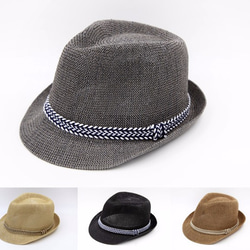 【紙布家】日式紳士帽網紋平邊（灰色） 紙線編織 第7張的照片