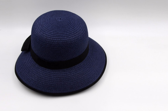 【紙布家】俏麗歐風帽（藍色） 紙線編織 第3張的照片
