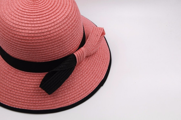 【紙布家】俏麗歐風帽（粉紅色） 紙線編織 第1張的照片