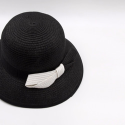 【紙布家】俏麗歐風帽（黑色） 紙線編織 第2張的照片