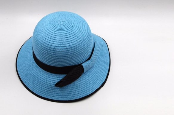 【紙布家】俏麗歐風帽（土耳其藍） 紙線編織 第2張的照片