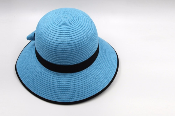 【紙布家】俏麗歐風帽（土耳其藍） 紙線編織 第3張的照片