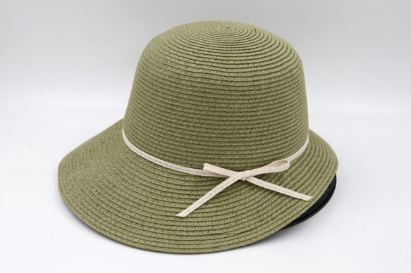 【紙布家】赫本帽（軍綠色）紙線編織 第2張的照片