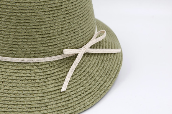 【紙布家】赫本帽（軍綠色）紙線編織 第4張的照片