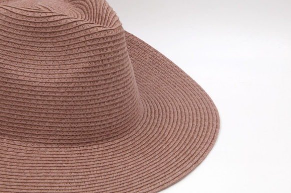 【紙布】大つば紳士帽子（グレーパープル）紙糸織り 2枚目の画像