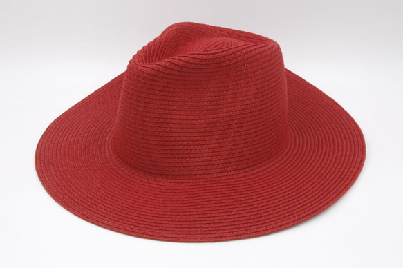 【紙布家】大帽簷紳士帽（紅色）紙線編織 第4張的照片
