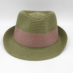 【紙布家】雙色紳士帽（軍綠色）紙線編織 第2張的照片