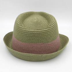 【紙布家】雙色紳士帽（軍綠色）紙線編織 第5張的照片