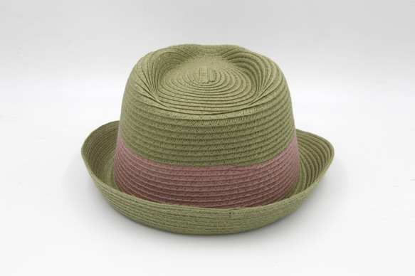【紙布家】雙色紳士帽（軍綠色）紙線編織 第5張的照片